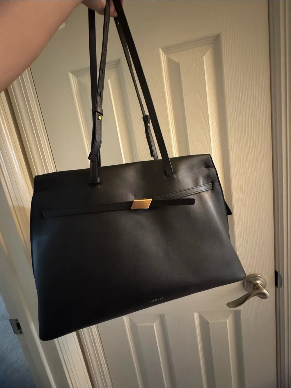 RADLEY LONDON Christina Zip Black Tote Shoulder Bag with Gold Accent